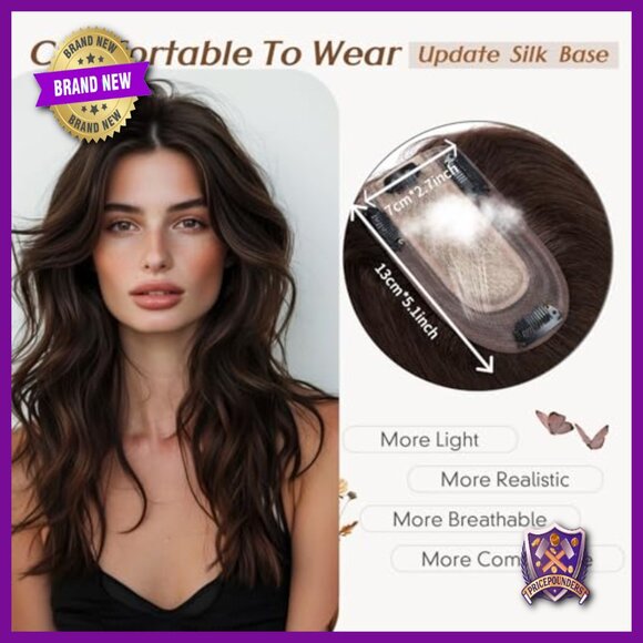 Real Human Hair Topper No Bangs Lace Base Clip In Hairpiece 10 Inch main image 6